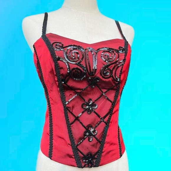 Red and black corset top - Picture 2 of 4